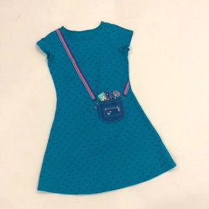 American Girl Turquoise, heart print dress size 10-12